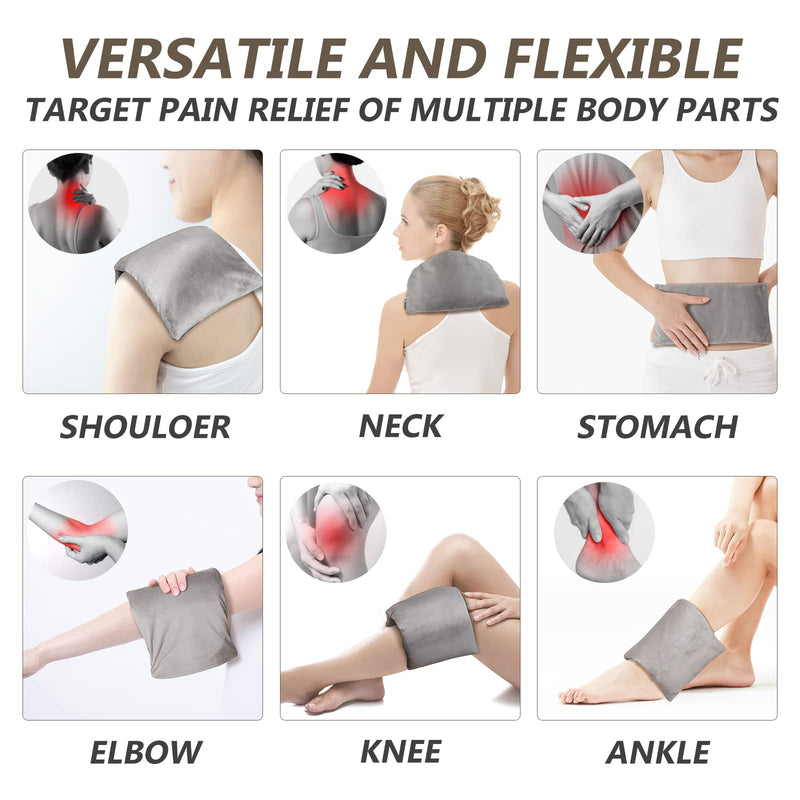 [Australia] - Heating pad Microwavable with Washable Cover 6 * 12" Microwave Moist Heat Pad for Neck Shoulder, Cramps, Back Pain Relief, Warm Compress Rice Bean Bag Hot Pack for Muscles, Joints, Lavender Grey 1 Pack 