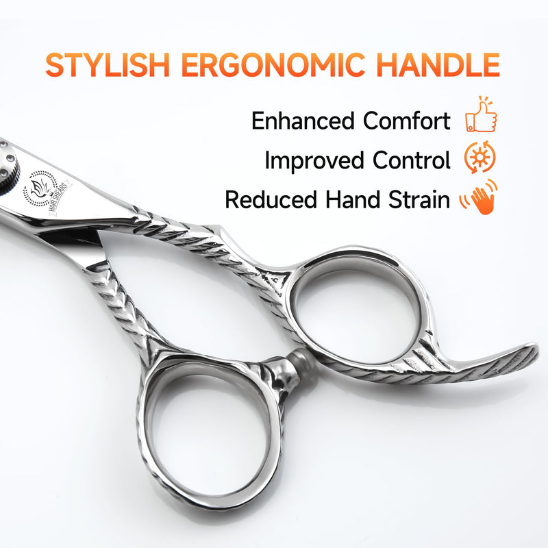 Fenice Peak Hair Thinning Scissors 6.0'' Barber Texturizing Shears 440C Thinner Hair Scissors with Engraving Handle for Salon and Home User 6.0''