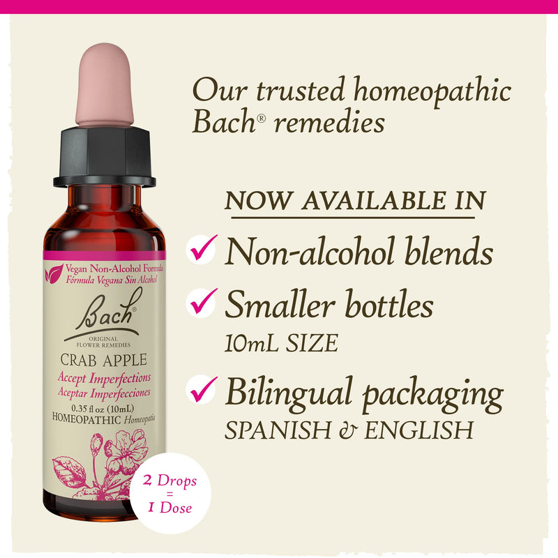 [Australia] - Bach Original Flower Remedies, Crab Apple for Accepting Imperfections (Non-Alcohol Formula), Natural Homeopathic Flower Essence, Holistic Wellness and Stress Relief, Vegan, 10mL Dropper 