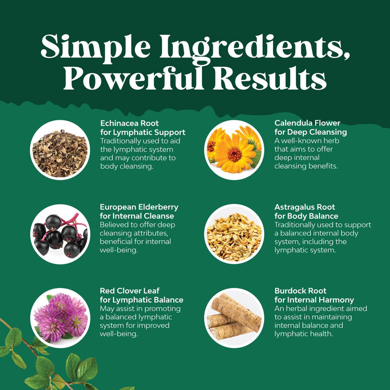 [Australia] - Certified Organic Lymphatic Drainage Drops - Herbal Lymphatic Cleanse and Immune Support Supplement with Echinacea Goldenseal & Red Clover Extract - Vegan Non GMO Alcohol and Sugar Free - 30 Servings 