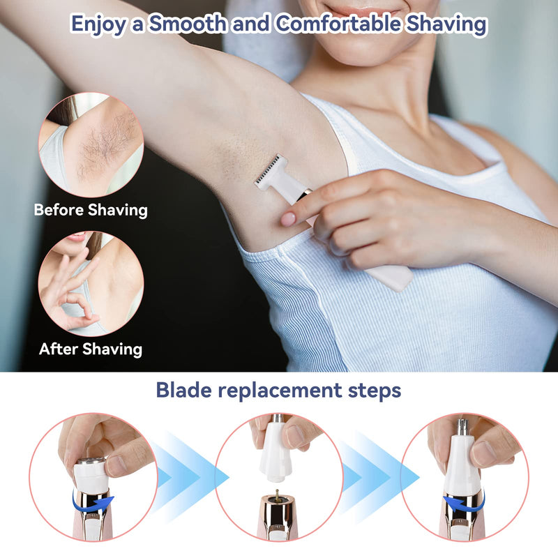 [Australia] - Face Razors for Women, BestMal Bikini Trimmer 5 in 1 Wet/Dry Electric Shaver Razors for Face Nose Eyebrow Beard Mustache Arm Leg Armpit Pubic Area Painless Rechargeable Facial Hair Removal for Women 