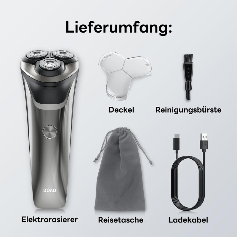 [Australia] - DOAO Men's Electric Shaver, 2025 Upgrade Men's Electric Shaver Men's 2 in 1 Waterproof Wireless Rotary Shaver for Face Wet and Dry Shaver (A3) A3 