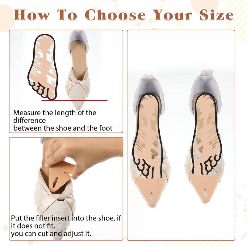 [Australia] - Qianyu Pack of 4 shoe fillers for shoes that are too big, soft shoe size reducer made of foam, tear-off toe inserts, make shoes smaller, reusable unisex toe filler made of foam, color 