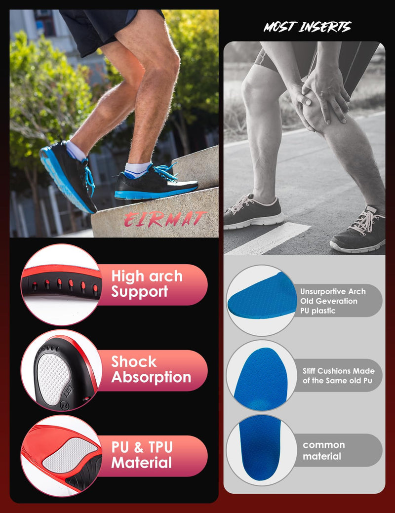 [Australia] - Plantar Fasciitis Relief Insoles, Arch Support Insoles Men Women, Athletic Shoe Insoles, Orthotic Work Boot Inserts for High Arch, Flat feet, Pain Relief[1-Pair](Men9-10.5/Women10-11.5) Red M(Men 9-10.5/Women 10-11.5) 