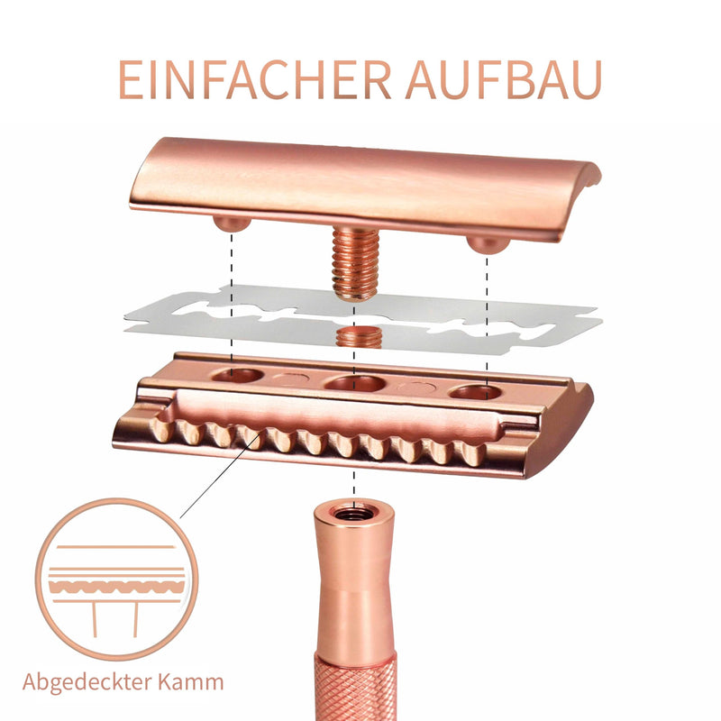 [Australia] - Bambaw safety razor for men and women with 5 razor blades | Metal razor women | Women's Safety Razor Metal | Wet razor women | Eco razor metal | Zero waste safety razor women rose gold 