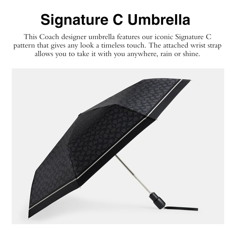 Coach Women's Signature C Umbrella LH/Charcoal Multi