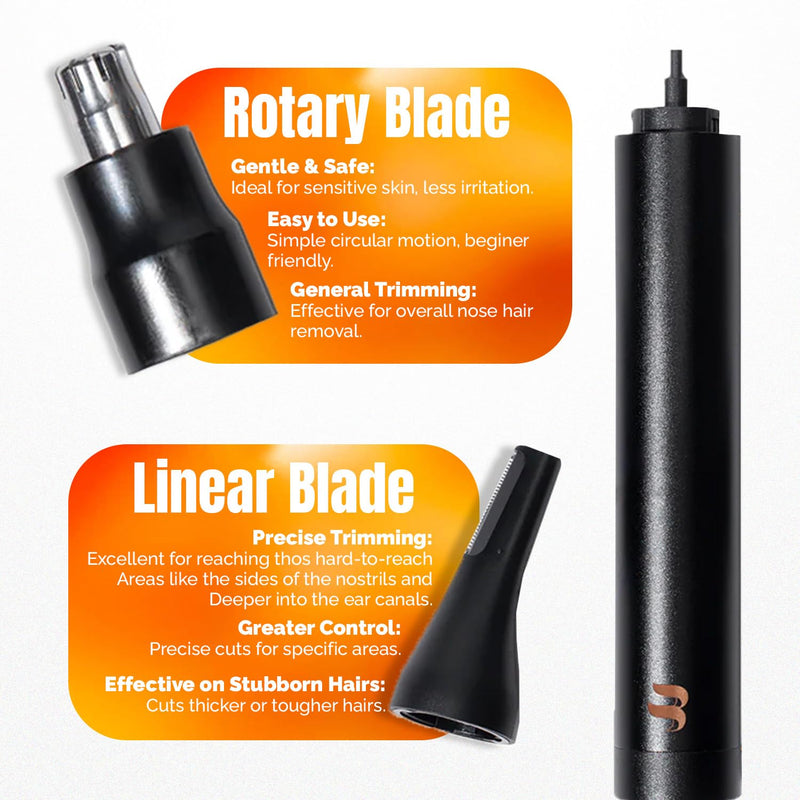 Brio Nose Hair Trimmer for Men & Women, Comfortable Eyebrow Trimmer with Sleek Design, Ear Hair Trimmer Equipped with a 2 - Edge Rotary & Linear Blade