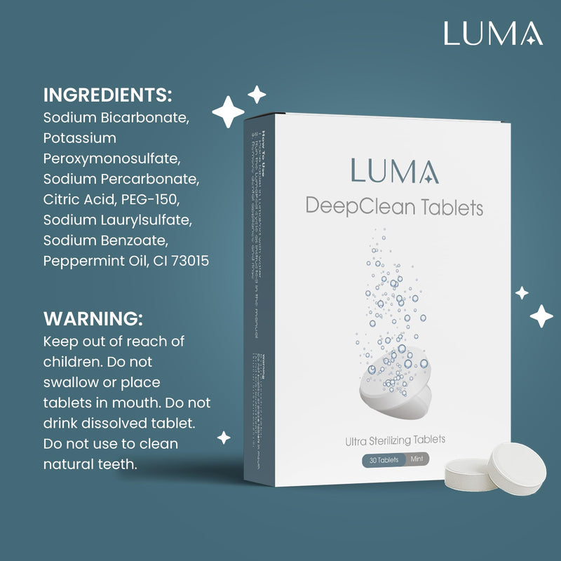 [Australia] - DeepClean Tablets for LumaPod – Retainer & Dental Appliance Cleaning Tablets – Mint Formula – Compatible with Ultrasonic Cleaners – For Retainers, Aligners, Dentures & Mouth Guards – 30 Count 