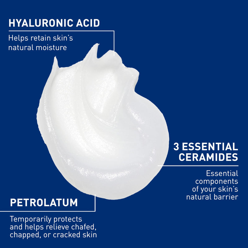 CeraVe Healing Ointment, Hyaluronic Acid Skin Protectant for Dry Skin, 12oz | Skin Care, Body Care, Barrier Cream, Skin Barrier Repair, Ceramides, Petrolatum, Lanolin Free, For Cracked, Chafed Skin 12 Ounce (Pack of 1)