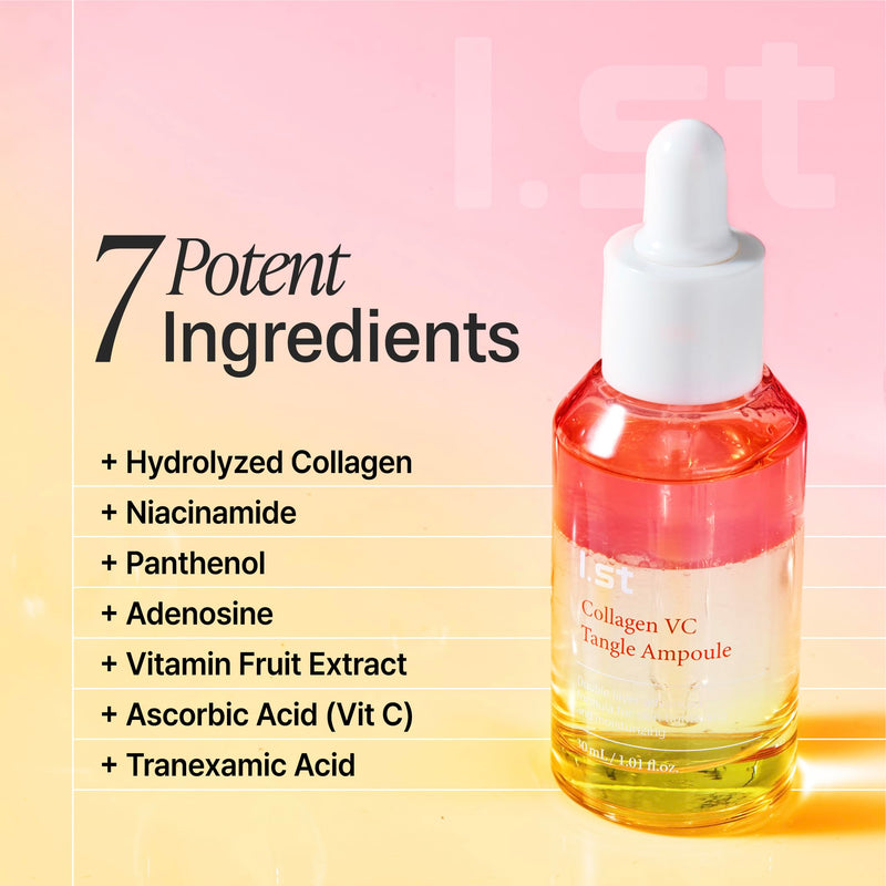 I.st Collagen VC Bounce Ampoule, Korean Face Serum with Vitamin C & Collagen, Hydrating Capsule Serum, Smooth Radiant Glow, 1.01 Fl Oz