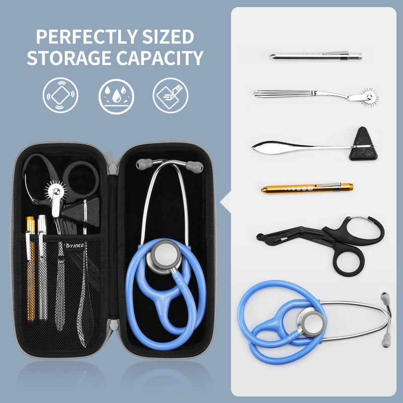 Stethoscope Case for 3M Littmann Classic III, Lightweight II S.E, MDF Acoustica Deluxe, Cardiology IV Stethoscopes -Extra Room for Medical Scissors Reflex Hammer Penlight, Ideal Gift for Nurse Doctor Grey-PU