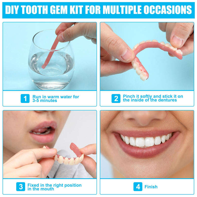 [Australia] - 16 Pcs Dentures DIY Repair Kit Fake Teeth Kit Make Your Own Dentures Kit Repair Missing Teeth Easy and Convenient Customizable Denture Solution for Improve Smile 