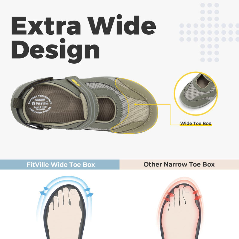 [Australia] - FitVille Women's Diabetic Shoes Extra Wide Width Diabetic Sandals for Women, Diabetic Walking Shoes Adjustable Closure Arch Support Orthopedic Shoes for Swollen Feet Plantar Fasciitis 11 Wide Grey 