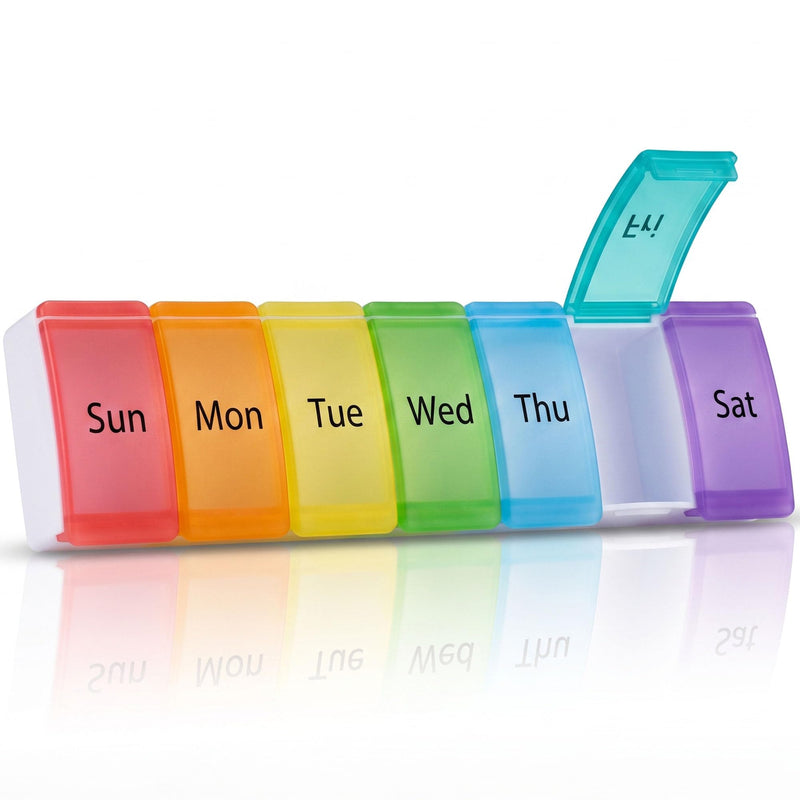 Weekly Pill Organizer Large, 7 Day Pills Box Case Travel | Medicine Pill Organizers, for Big Vitamin Supplements Fish Oil, Easy Open White