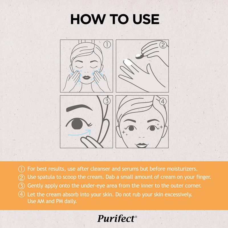Purifect Dark Circles Vitamin C Eye Cream Skin - Brightening Under Eye Cream Treatment for Women & Men, Hydrates & Moisturizes, Helps Dryness & Wrinkles, Use Day or Night - 1 fl oz