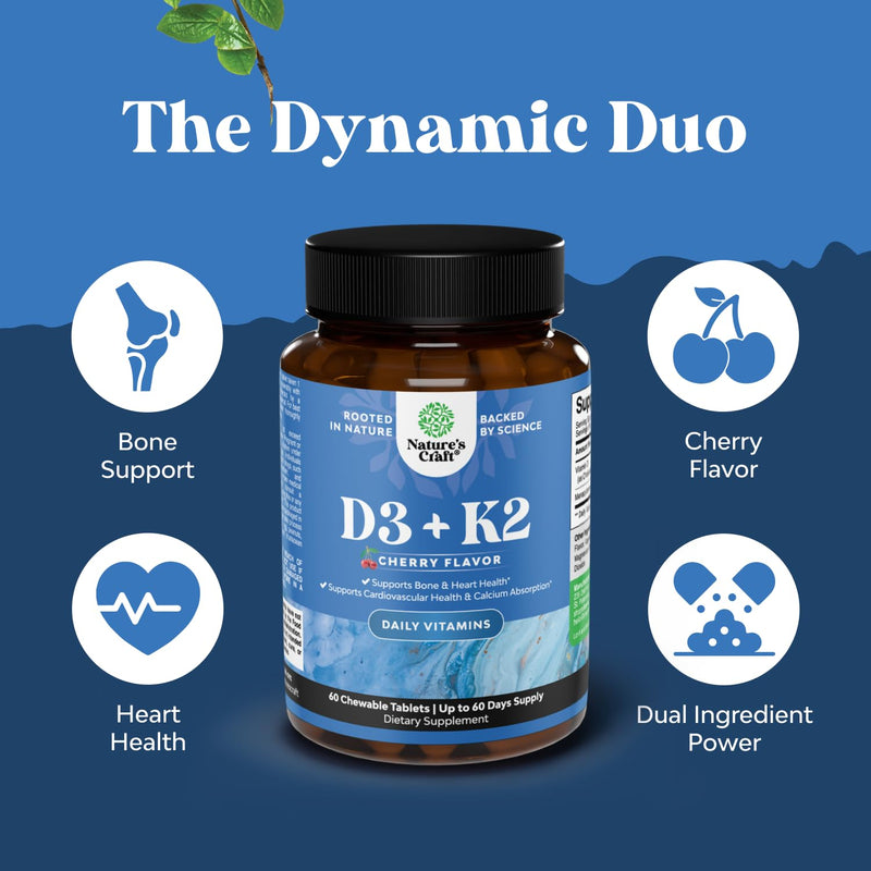 Vitamin D3 with K2 MK7 Supplement - Vitamin D3 2000 IU Tablets and K2 for Immune Support Bone Health Heart Health Joint Support Bone Strength and Mood Boost - VIT Immune System - 60 Count