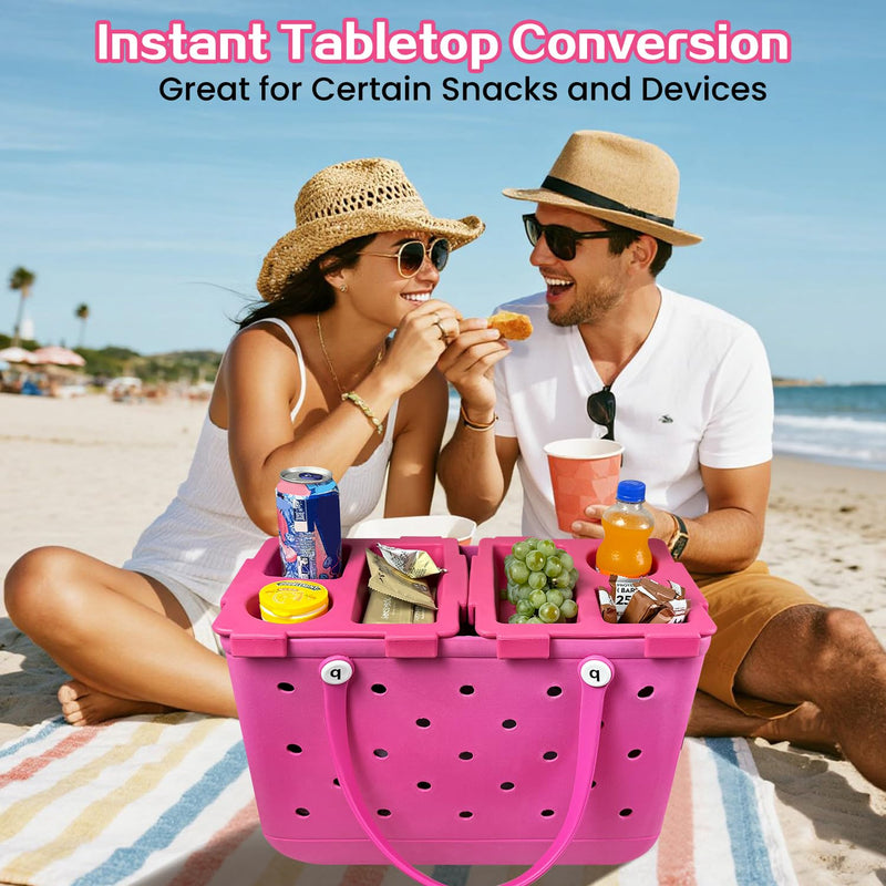 XYFuuee Replacement Strap Wrap& Top Cup Holder Tray for Bogg Bag, Must Have Beach Rubber Tote Bag Accessories, Adjustable Crossbody Shoulder Long Straps, Instant Table, Free Your Hand