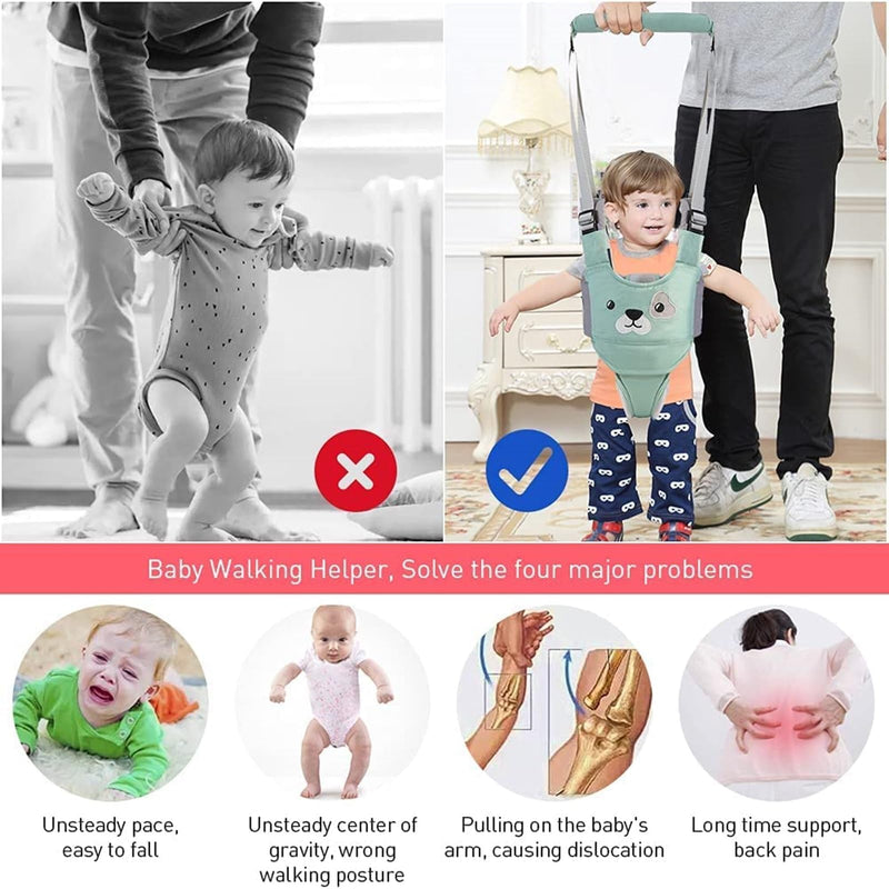 [Australia] - Baby Walking Harness, Handheld Kids Walker Helper, New Upgrade Breathable and Adjustable Toddler Infant Walker Harness Assistant Belt with Instructions for 7-24 Month (Seasonal Green Puppy) Seasonal Green Puppy 