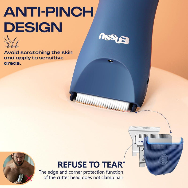 [Australia] - Men’s Body & Groin Hair Trimmer | Skin-Safe Electric Shaver with LED Display, USB Charging Base, Waterproof Design, Adjustable Guards for Chest, Pubic, Armpits & Below-The-Belt Grooming 