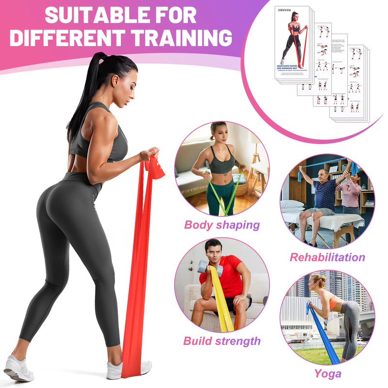 [Australia] - Resistance Bands, 5 Pcs Exercise Bands Elastic Stretch Bands for Fitness Yoga Pilates Stretching Strength Training, Workout Bands for Home Gym 