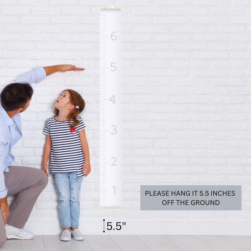 [Australia] - Canvas Growth Chart for Kids - Unisex Kids Room Wall Decor - Measuring Height Chart- Wall Tape with Height Chart for Kids (plain white) plain white 