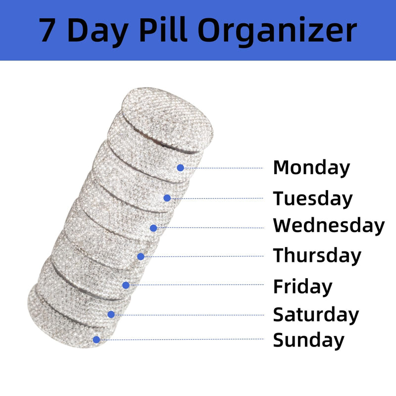 Pill Organizer Travel Medicine Supplement Organizer Weekly Pill Box 7 Day Daily Vitamin Cases Portable Stackable Pill Caddy for Women(Purple) Purple