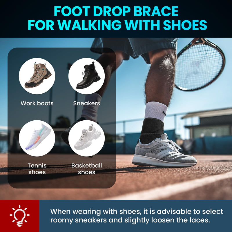 Welnove AFO Drop Foot Brace – Arch Support for Walking, Stabilizes Lower Limbs from Foot Drop, MS, TBI, Cerebral Palsy