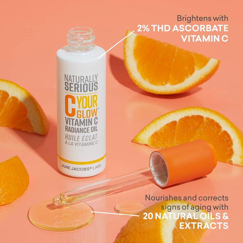 Naturally Serious | C Your Glow Vitamin C Radiance Oil, Vitamin C Oil For Face, Brightening Facial Oil, Skincare For Glowy Skin, Vegan Skincare, Cruelty-Free Skincare