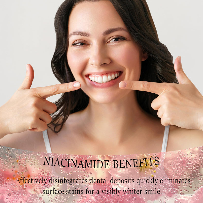 [Australia] - Niacinamide Whitening Toothpaste, Triple White Probiotic Whitening Toothpaste, Fluoride-Free| Sensitivity Relief | Fresh Breath & Stain Removal Formula | Sakura Peach Fragrance (2) 2 
