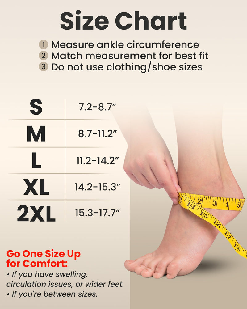 KEMFORD Ankle Compression Sleeve - 2-Pairs, Plantar Fasciitis Braces - Open Toe Compression Socks for Swelling, Sprain, Neuropathy, Foot Arch Support for Men and Women - 20-30mmhg, M, Beige Beige 2-Pairs Medium