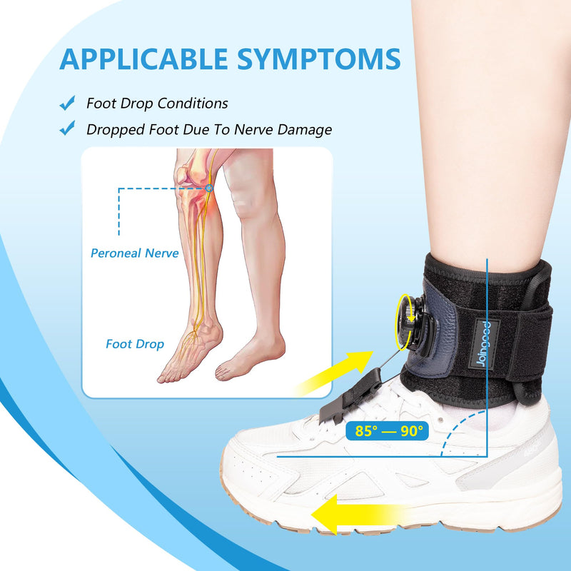 AFO Foot Drop Brace for Walking with Shoes, Drop Foot Brace with Reel-Adjust Dorsiflexion Assist, Adjustable Foot Brace for Drop Foot Support, Fits Left or Right Foot for Women Men (S/M) S/M With Knob