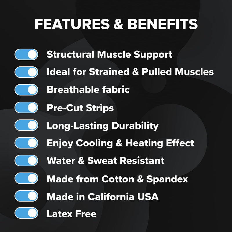 Sport Transdermal Pain Relief Tape, Kinesiology Tape, Sore Joints, Muscles, Back, Knee, Elbow, Shoulder Pain, 2 Elastic Strips(10x2 in), Water Resistant, Accelerated Recovery (Black, 3 Pack) Black