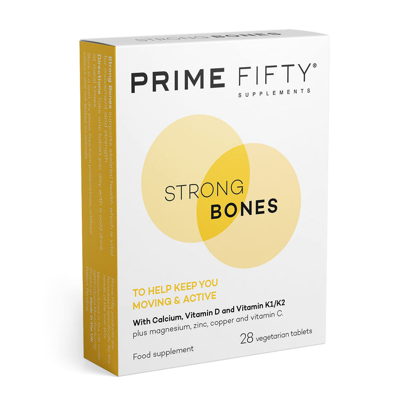 Prime Fifty Strong Bones Supplements – 28 Multivitamin Tablets with Calcium, Magnesium, Zinc, Copper & Vitamins – Developed for Over 50s to Help Keep You Active