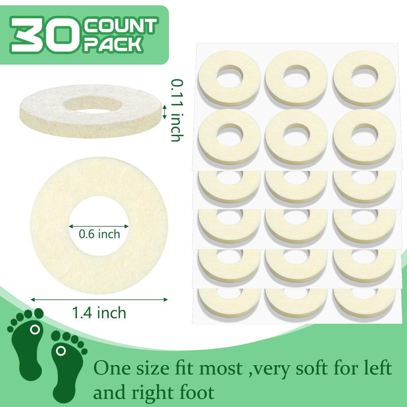 [Australia] - Felt Callus Pads Callus Cushions for Bottom of Foot Round Corn Pads Beige Adhesive Foot Callus Pads Soft Foot Callous Cushions Bulk for Women Men Feet Toes Heel Pain Relief(30 Pcs) 30 
