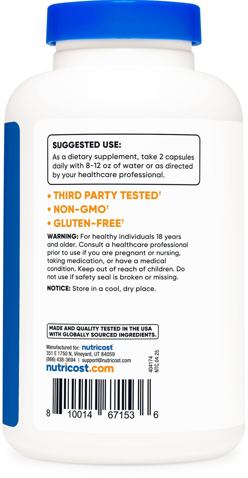 [Australia] - Nutricost Vitamin C with Zinc Capsules, 120 Servings - 1000mg, 45mg Zinc, Non-GMO, Gluten Free Vitamin C Supplement 120 Count (Pack of 1) 