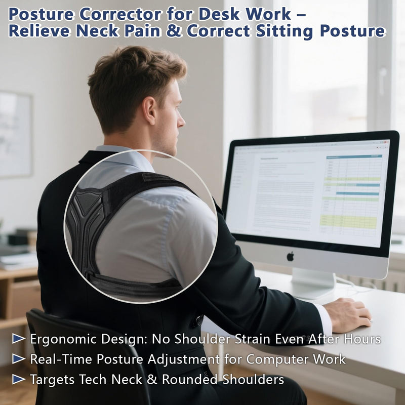 Posture Corrector for Women & Men, Adjustable Upper Back Brace with Anti-Chafing Pads for Neck/Shoulder/Back Pain Relief, Breathable Invisible Posture Brace for Office, Driving, Fitness. (Black, Small) Black