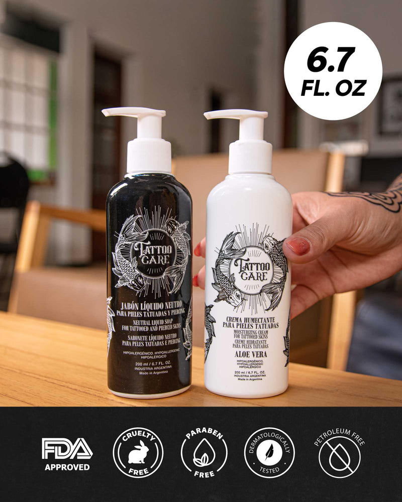 [Australia] - Tattoo Care Tattoo Aftercare Kit - Cream and Soap for Healing, Protecting and Brightening New and Old Tattoos - Cruelty-Free (KIT 6.7 fl OZ each) 