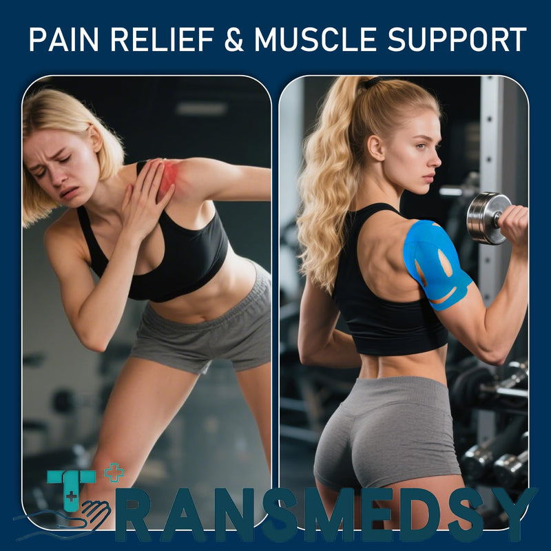 18 Pcs Kinesiology Tape for Shoulder Pain Relief Precut Sport Tape for Shoulder-Support & Stability, Hypoallergenic Latex-Free Athletic Tape for Shoulder, WatreProof & Breathable Muscle Tape(Black) Black-18pcs