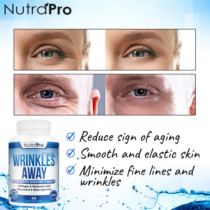 NutraPro Anti Wrinkle and Ageless Skin Vitamins - Dermal Repair Complex for Skin Repair with Collagen & Resveratrol, Alpha - Lipoic Acid & Hyaluronic Acid. Supplement for Dermal Renew and Anti-Aging.