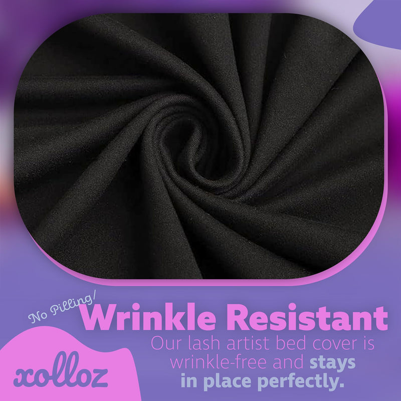 [Australia] - Massage Table Cover – Black Stretch 6ft Cover for Massage Bed, Lash Bed Topper for Spa or Salon, Fitted Table Wrap, Compatible with 6ft Folding Beds, Durable and Professional Look 
