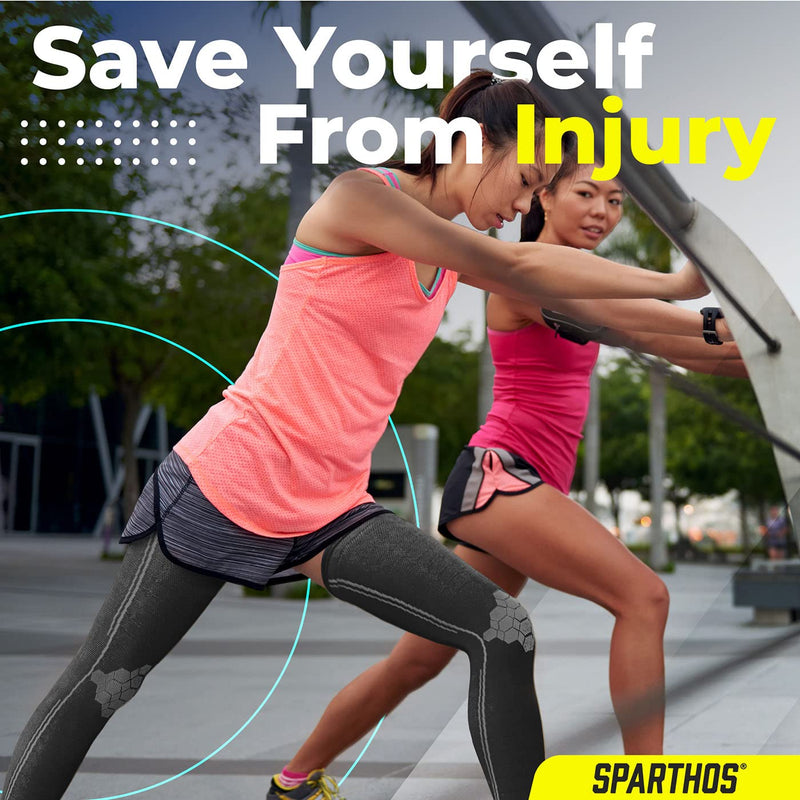 [Australia] - Sparthos Leg Compression Sleeves - Aid in Recovery and Support Active Lifestyle - Innovative Breathable Elastic Blend - Anti Slip, Day & Night Wear X-Small Midnight Black 