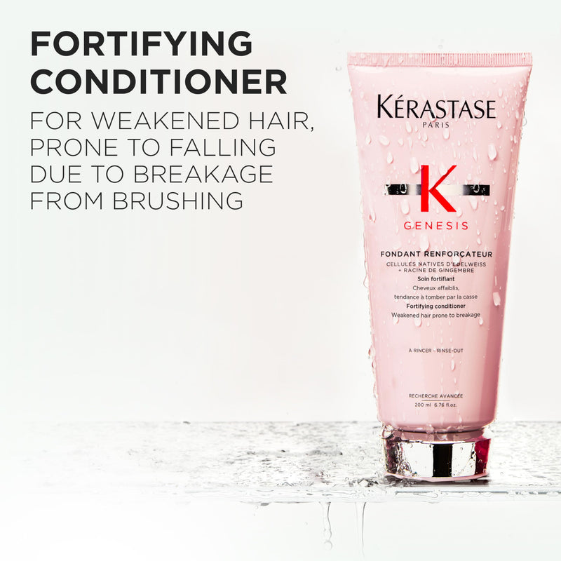"Kerastase Genesis Strengthening Fondant Renforcateur Conditioner - For Normal To Dry Hair, Gently Cleanses & Helps Reduce Hair Fall, For Weak or Damaged Hair, Strengthens, Detangles & Hydrates 6.8 Fl Oz (Pack of 1)