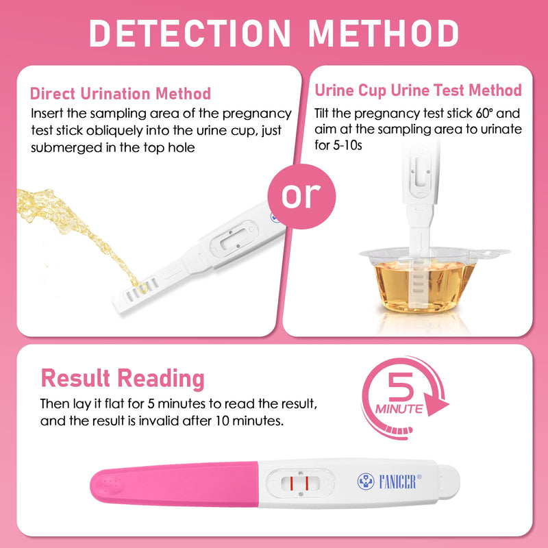 5 Count Early Detection Pregnancy Tests, Pregnancy Test Kit, Accurate Early HCG Detection for Women, Quick and Easy to Use, Easy at-Home Pregnancy Tests, Individually Packed（Rose red）