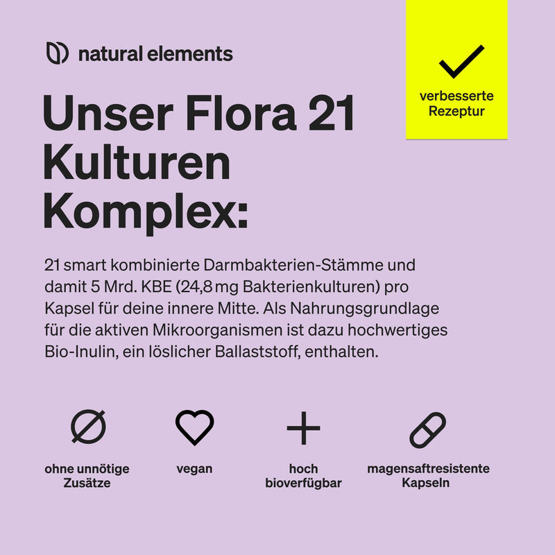 [Australia] - Flora 21® Culture Complex - 21 bacterial strains + organic inulin - 180 gastro-resistant capsules - laboratory tested, vegan, high dosage and produced in Germany 180 capsules 