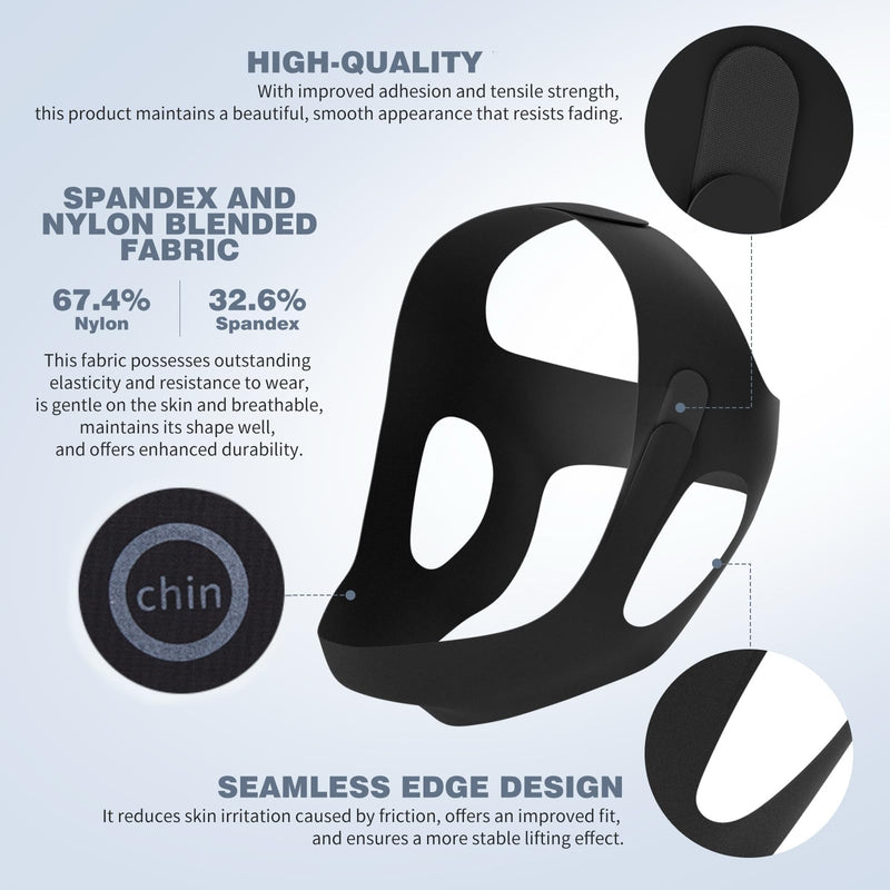 [Australia] - OHELEEP Anti Snore Chin Strap for CPAP Users, Snore Stopper Adjustable, Chin Strap for Sleeping Comfortable Stop Snoring Solution, Anti Snoring Devices Breathable and Reusable, Black, M 1 