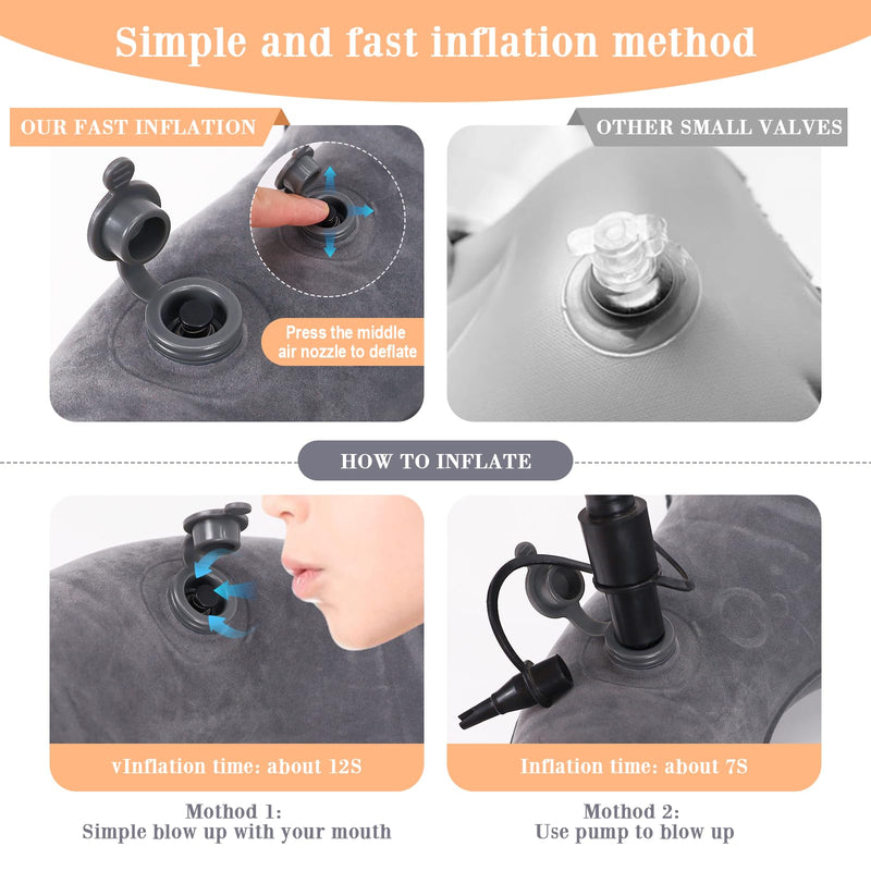 [Australia] - Inflatable Hemorrhoid Pillows, Donut Pillow for Tailbone Pain, Adjustable Inflatable Seat Cushion for Bed Sores, Postpartum Pregnancy, Car Seat, Airplane, 17.7'' x 15.4'' x 4.3''(Grey) 