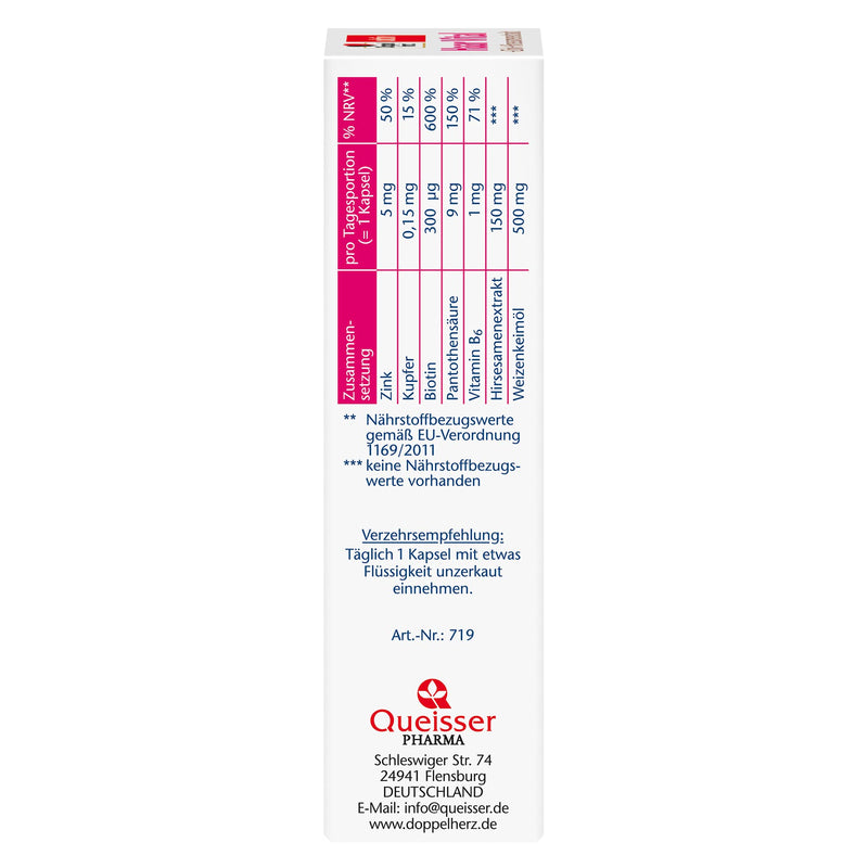 [Australia] - Doppelherz Hair Vital + Zinc + Millet Seed Extract - with biotin to help maintain hair - copper supports maintaining hair color - 30 capsules 30 pieces (pack of 1) 