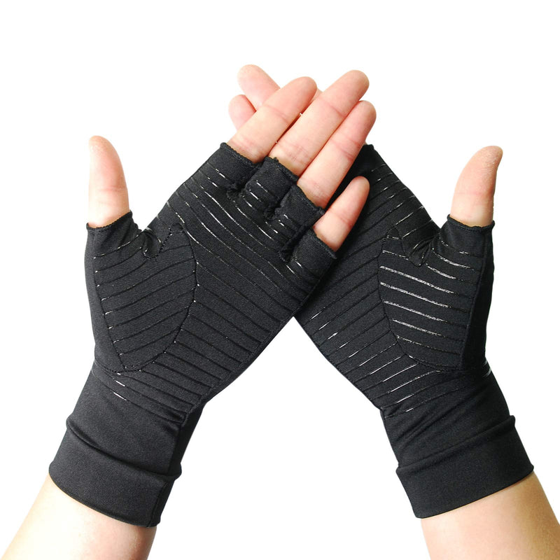 Arthritis Copper Compression Gloves – Highest Infused Copper Content, Comfortable Fit for Men and Women, Alleviate Rheumatoid Pains, Ease Muscle Tension, Relieve Carpal Tunnel Aches (L) Large (1 Pair)