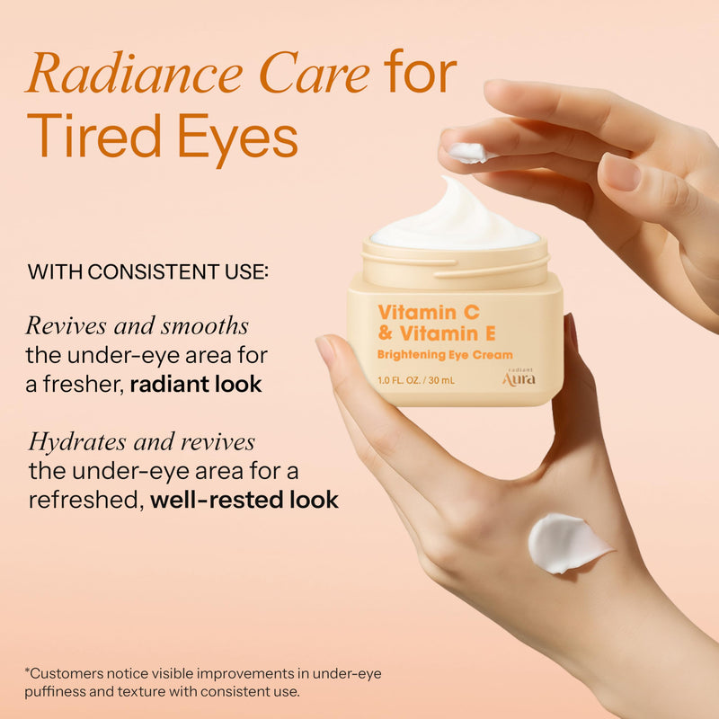 Vitamin C & Vitamin E Under Eye Cream – Anti Aging Treatment For Dark Circles, Puffiness & Fine Lines, Firms And Hydrates Tired Eyes – Dermatologist Tested, Korean Skin Care, Vegan – 1oz Vitamin C & E