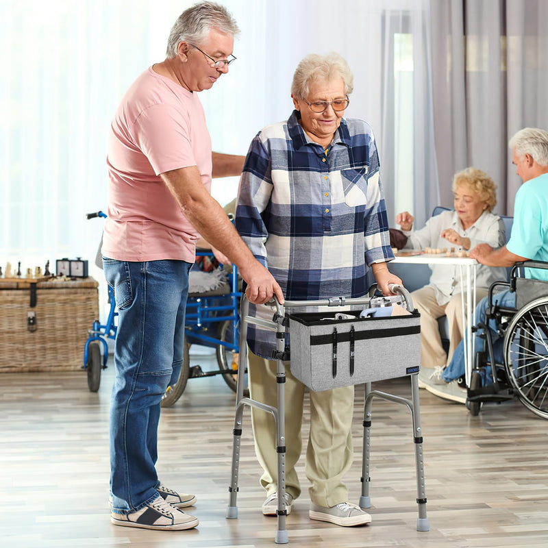 [Australia] - Walker Basket for Seniors, Walker Accessories, Folding Walker Bag with Large Capacity & Never Tipping Over, Best Gift- Gray (Not Fit Rollator Walkers) 